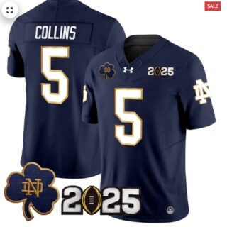 Notre Dame Fighting Irish 2025 CFP Final Patch Vapor Limited Jersey Navy Beaux Collins