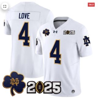 Notre Dame Fighting Irish 2025 CFP Final Patch Vapor Limited Jersey White Jeremiyah Love
