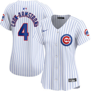 Women's Chicago Cubs #4 Pete Crow-Armstrong White Home Limited Stitched Baseball Jersey(Run Small)