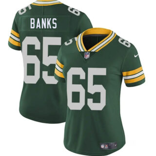 Women's Green Bay Packers #65 Aaron Banks Green 2025 Vapor Untouchable Limited Stitched Jersey(Run Small)
