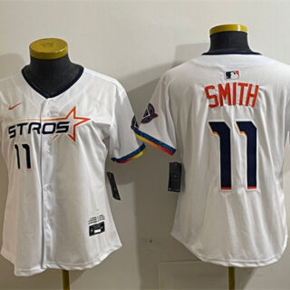 Women's Houston Astros #11 Cam Smith White 2025 City Connect Limited Stitched Baseball Jersey(Run Small)