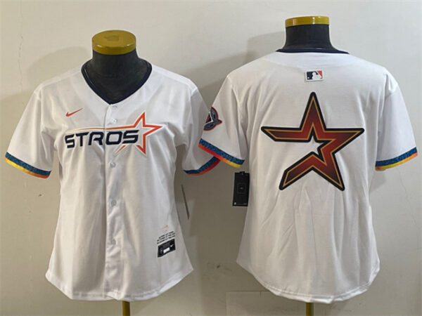 Women's Houston Astros Team Big Logo White 2025 City Connect Limited Stitched Baseball Jersey(Run Small)