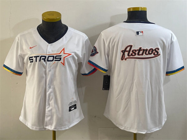 Women's Houston Astros Team Big Logo White 2025 City Connect Limited Stitched Baseball Jersey(Run Small)