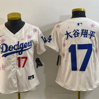 Women's Los Angeles Dodgers #17 Shohei Ohtani Cream 2025 Tokyo Series Limited Stitched Baseball Jersey(Run Small)