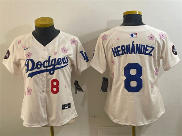 Women's Los Angeles Dodgers #8 Enrique Hernandez Cream 2025 Tokyo Series Limited Stitched Baseball Jersey(Run Small)