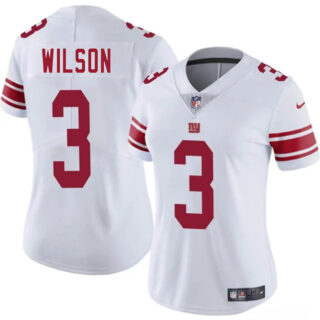 Women's New York Giants #3 Russell Wilson White 2025 Vapor Stitched Jersey(Run Small)