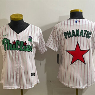 Women's Philadelphia Phillies Phanatic White Green Stitched Baseball Jersey(Run Small)