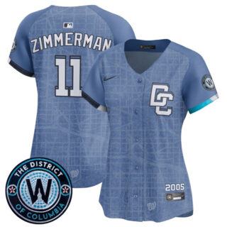 Women's Washington Nationals #11 Ryan Zimmerman Blue 2025 City Connect Limited Stitched Baseball Jersey(Run Small)