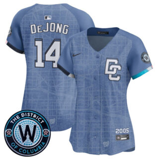 Women's Washington Nationals #14 Paul DeJong Blue 2025 City Connect Limited Stitched Baseball Jersey(Run Small)