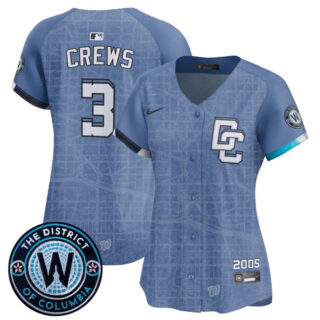 Women's Washington Nationals #3 Dylan Crews Blue 2025 City Connect Limited Stitched Baseball Jersey(Run Small)