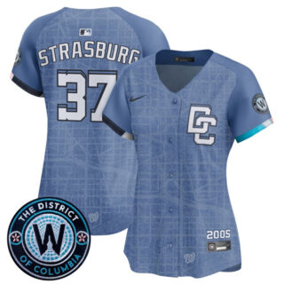 Women's Washington Nationals #37 Stephen Strasburg Blue 2025 City Connect Limited Stitched Baseball Jersey(Run Small)