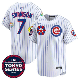 Youth Chicago Cubs #7 Dansby Swanson White 2025 Tokyo Series Limited Stitched Baseball Jersey