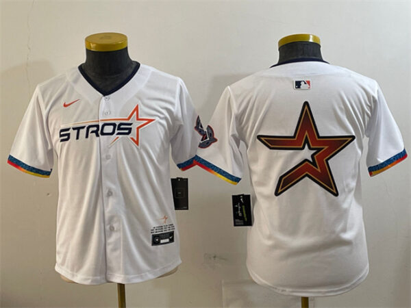 Youth Houston Astros Team Big Logo White 2025 City Connect Limited Stitched Baseball Jerseys