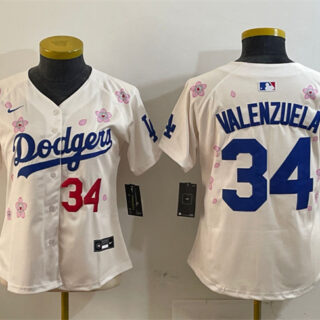 Youth Los Angeles Dodgers #34 Fernando Valenzuela Cream 2025 Tokyo Series Limited Stitched Baseball Jersey