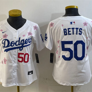 Youth Los Angeles Dodgers #50 Mookie Betts White 2025 Tokyo Series Limited Stitched Baseball Jersey