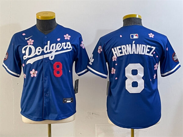 Youth Los Angeles Dodgers #8 Enrique Hernandez Royal 2025 Tokyo Series Limited Stitched Baseball Jersey