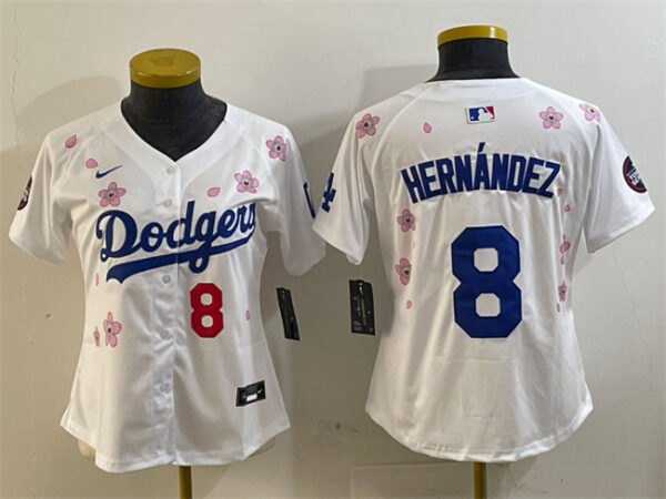 Youth Los Angeles Dodgers #8 Enrique Hernandez White 2025 Tokyo Series Limited Stitched Baseball Jersey