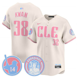 Men's Cleveland Guardians #38 Steven Kwan Cream Bubblegum Pink 2025 Vapor Limited Stitched Baseball Jersey