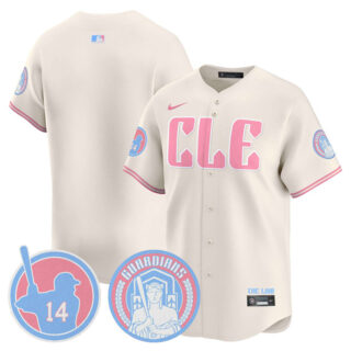 Men's Cleveland Guardians Blank Cream Bubblegum Pink 2025 Vapor Limited Stitched Baseball Jersey