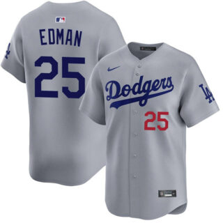 Men's Los Angeles Dodgers #25 Tommy Edman Grey Limited Stitched Baseball Jersey