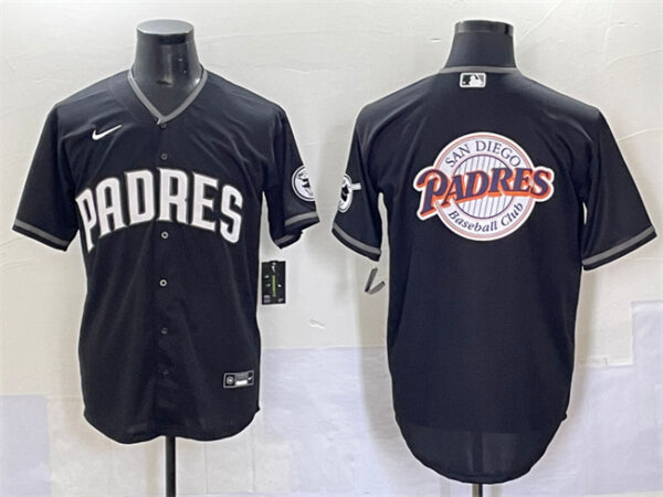 Men's San Diego Padres Team Big Logo Black Stitched Baseball Jerseys