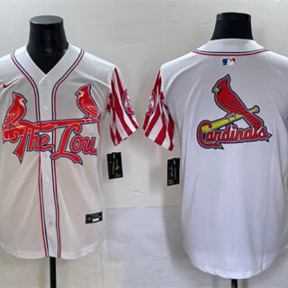 Men's St.Louis Cardinals Team Big Logo White Independence Day Vapor Premier Limited Stitched Baseball Jerseys