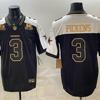 Men's Dallas Cowboys #3 George pickens Black Gold 2025 F.U.S.E. With 5x Super Bowl Champions & Established In 1960 Patch Vapor Limited Stitched Football Jersey