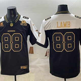 Men's Dallas Cowboys #88 CeeDee Lamb Black Gold F.U.S.E. With 5x Super Bowl Champions & Established In 1960 Patch Vapor Limited Stitched Football Jersey