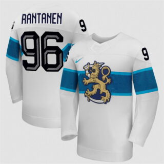 Men's Finland Hockey #96 Mikko Rantanen White 2026 Away Stitched Jersey