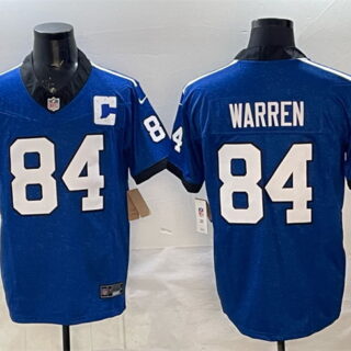 Men's Indianapolis Colts #84 Tyler Warren Blue 2025 F.U.S.E. Throwback Vapor Limited Stitched Football Jersey