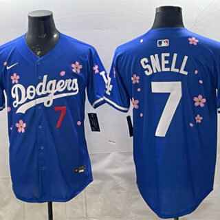 Men's Los Angeles Dodgers #7 Blake Snell Royal 2025 World Series Champions Patch Tokyo Series Limited Stitched Baseball Jersey
