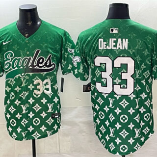 Men's Philadelphia Eagles #33 Cooper DeJean Green With Patch Limited Stitched Baseball Jersey