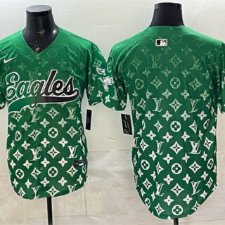 Men's Philadelphia Eagles Blank Green With Patch Limited Stitched Baseball Jersey