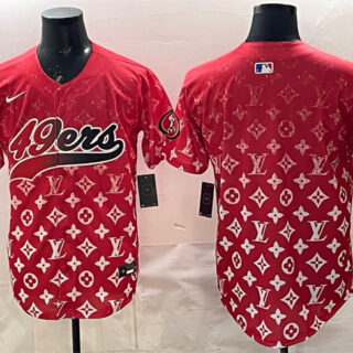 Men's San Francisco 49ers Blank Red Limited Stitched Baseball Jersey