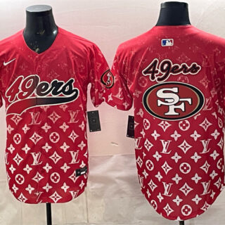 Men's San Francisco 49ers Team Big Logo Red Limited Stitched Baseball Jersey