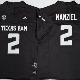 Men's Texas A&M Aggies Lions #2 Johnny Manziel Black 2025 F.U.S.E. Stitched Jersey
