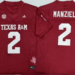 Men's Texas A&M Aggies Lions #2 Johnny Manziel Red 2025 F.U.S.E. Stitched Jersey