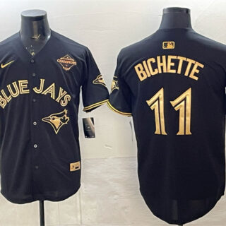 Men's Toronto Blue Jays #11 Bo Bichette Black Gold 2025 American League Champions Limited Stitched Baseball Jersey