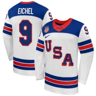 Men's USA #9 Jack Eichel White 2026 Stitched Jersey