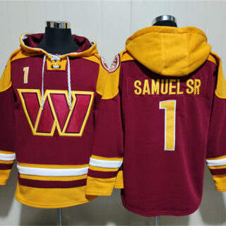 Men's Washington Commanders #1 Deebo Samuel Sr. Burgundy Ageless Must-Have Lace-Up Pullover Hoodie