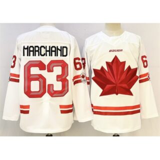 Men's Canada Hockey #63 Brad Marchand White Stitched Jersey