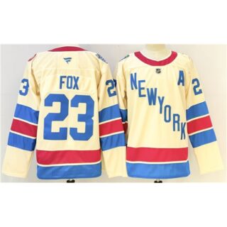Men's New York Rangers #23 Adam Fox Beige 2025-26 Winter Classic With A Stitched Hockey Jersey
