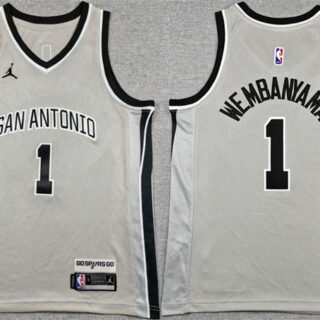 Youth San Antonio Spurs #1 Victor Wembanyama Silver 2025 Statement Edition Stitched Jersey