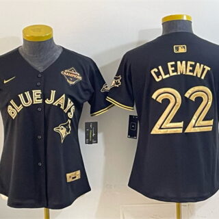 Youth Toronto Blue Jays #22 Ernie Clement Black Gold 2025 American League Champions Limited Stitched Baseball Jersey