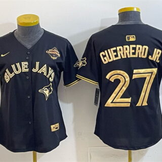 Youth Toronto Blue Jays #27 Vladimir Guerrero Jr. Black Gold 2025 American League Champions Limited Stitched Baseball Jersey