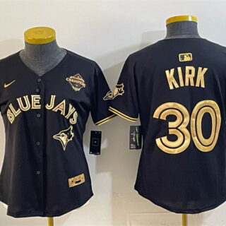 Youth Toronto Blue Jays #30 Alejandro Kirk Black Gold 2025 American League Champions Limited Stitched Baseball Jersey