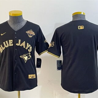 Youth Toronto Blue Jays Blank Black Gold 2025 American League Champions Limited Stitched Baseball Jersey